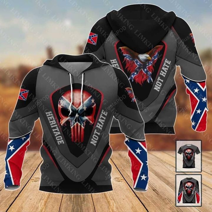 Redneck Punisher Skull Heritage Not Hate 3d All Over Print Hoodie Zip-up Hoodie