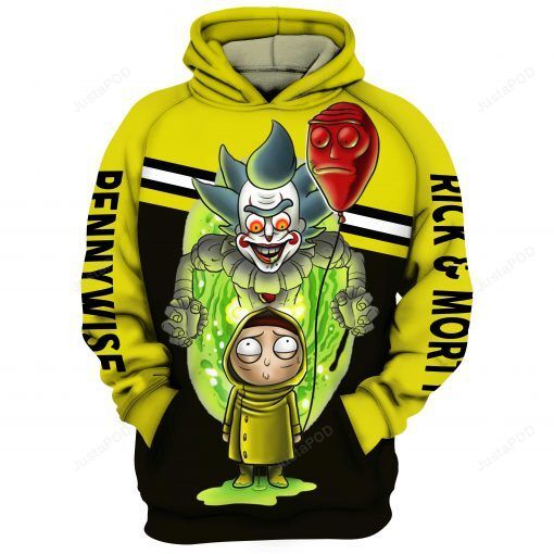 Rick Morty And Pennywise Men And Women 3d Hoodie Zip Hoodie Sweatshirt T-shirt Rick Morty And Pennywise 3d Hoodie Shirt