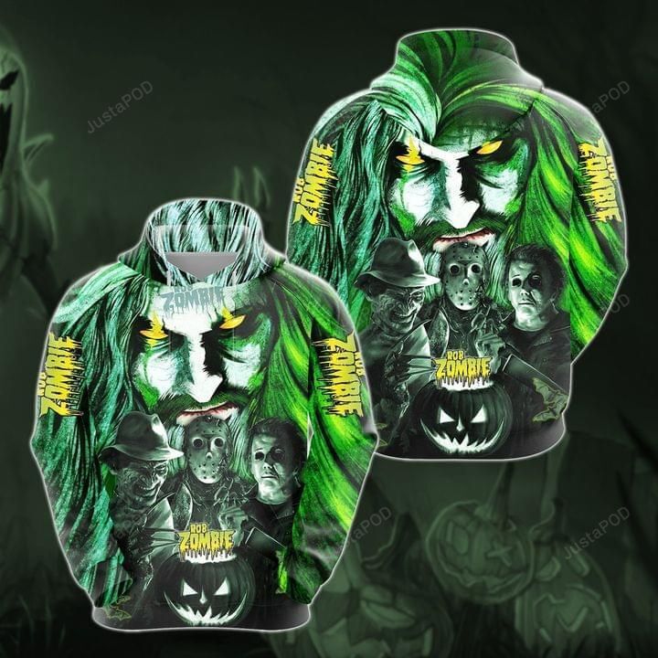 Rob Zombie Freddy Krueger Jason Voorhees Michael Myers Jack Lantern Halloween Horror 3d All Over Print Hoodie Zip-up Hoodie