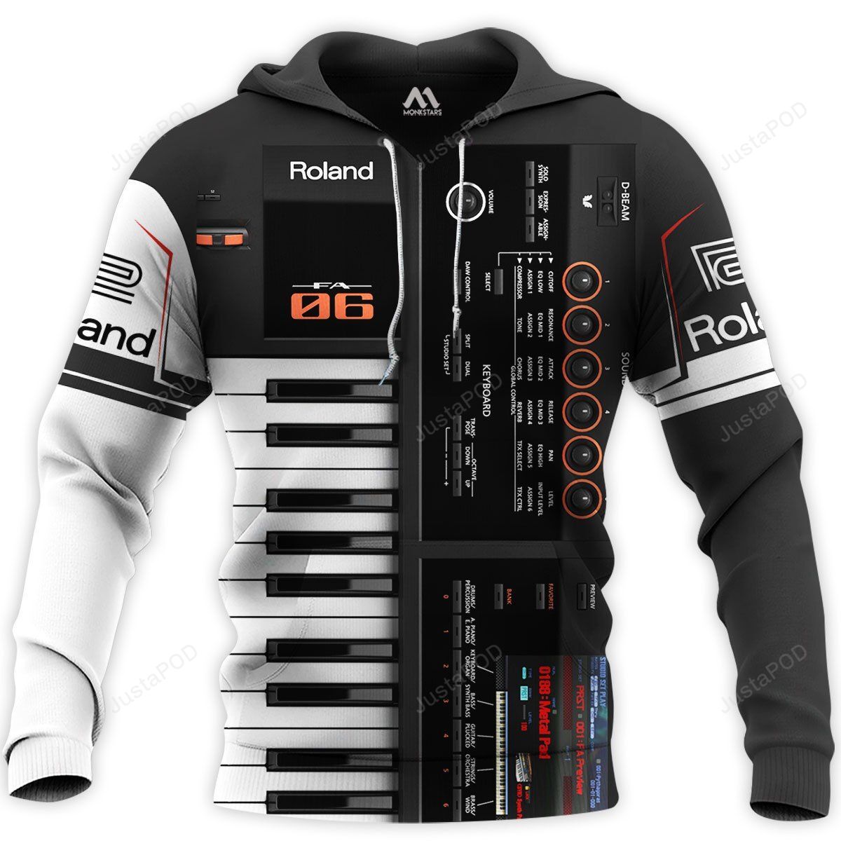 Roland Piano Music 3d Hoodie