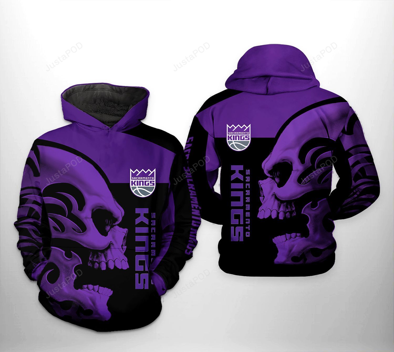 Sacramento Kings Nba Skull Team 3d All Over Print Hoodie Zip-up Hoodie