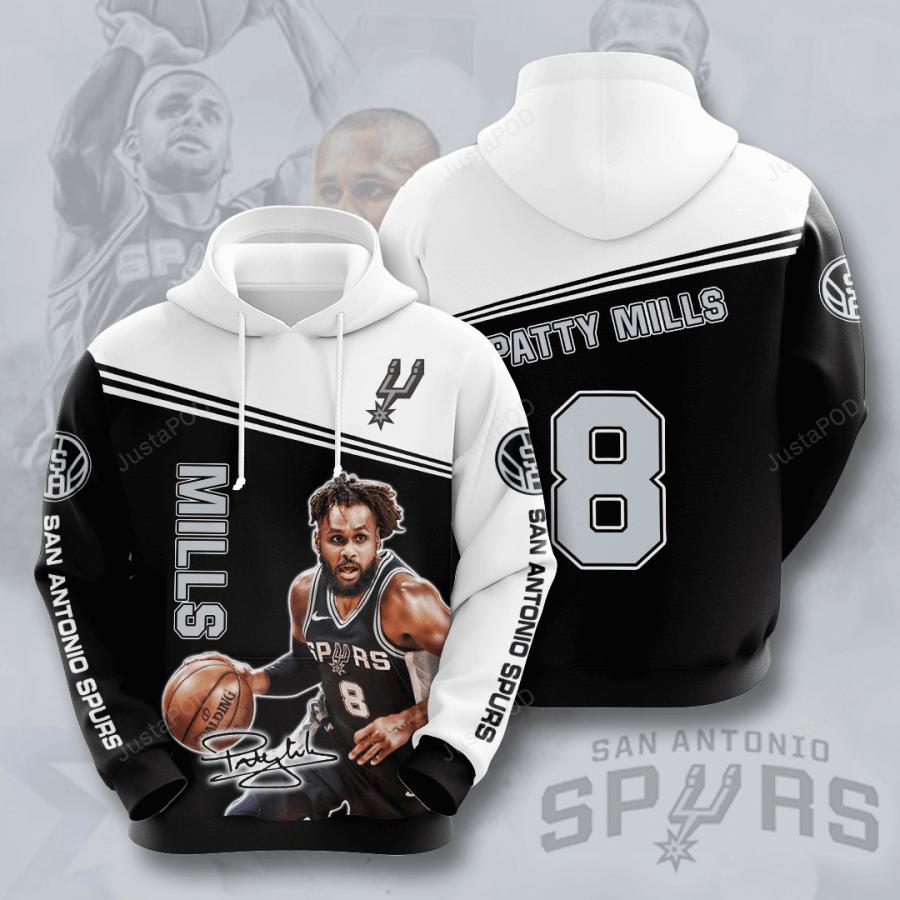 San Antonio Spurs Patty Mills 3d All Over Printed Hoodie Zip- Up Hoodie