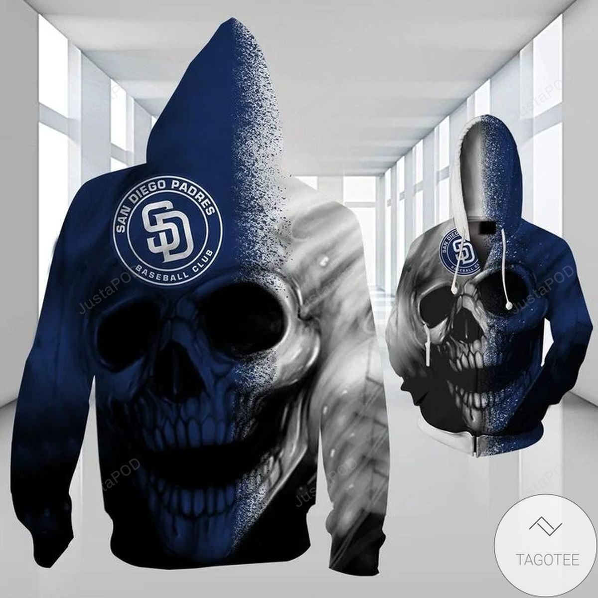 San Diego Padres Skull 3d All Over Print Hoodie Zip-up Hoodie