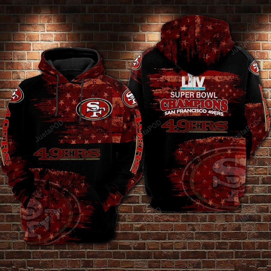 San Francisco 49ers 3d All Over Printed Hoodie Zip- Up Hoodie