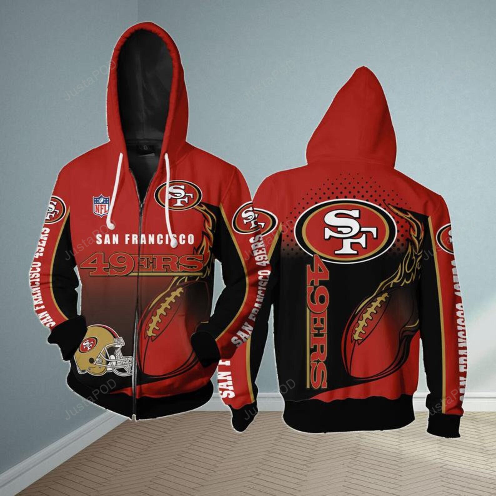 San Francisco 49ers American Football Team Nfl 3d All Over Print Hoodie Zip-up Hoodie-trungten-k9khi