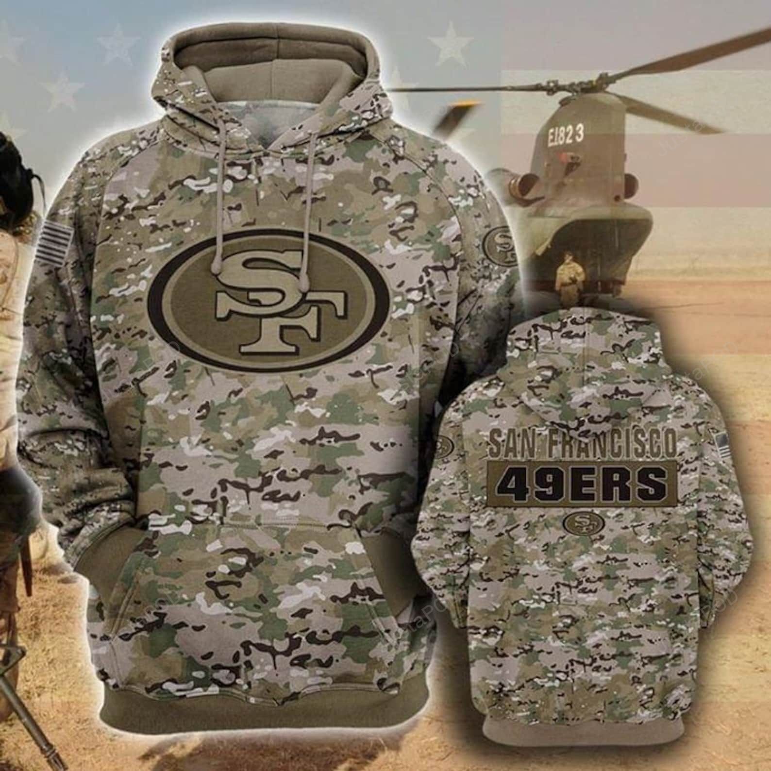 San Francisco 49ers Camouflage Veteran 3d All Over Print Hoodie Zip- Up Hoodie