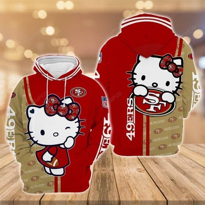 San Francisco 49ers Hello Kitty 3d All Over Print Hoodie Zip-up Hoodie