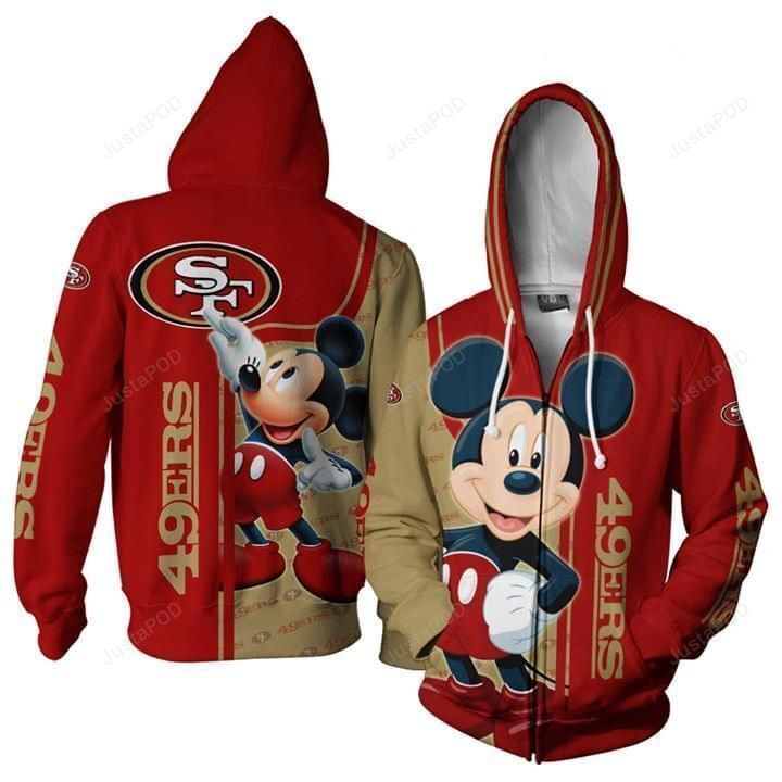 San Francisco 49ers Mickey Fan 3d All Over Print Hoodie Zip-up Hoodie