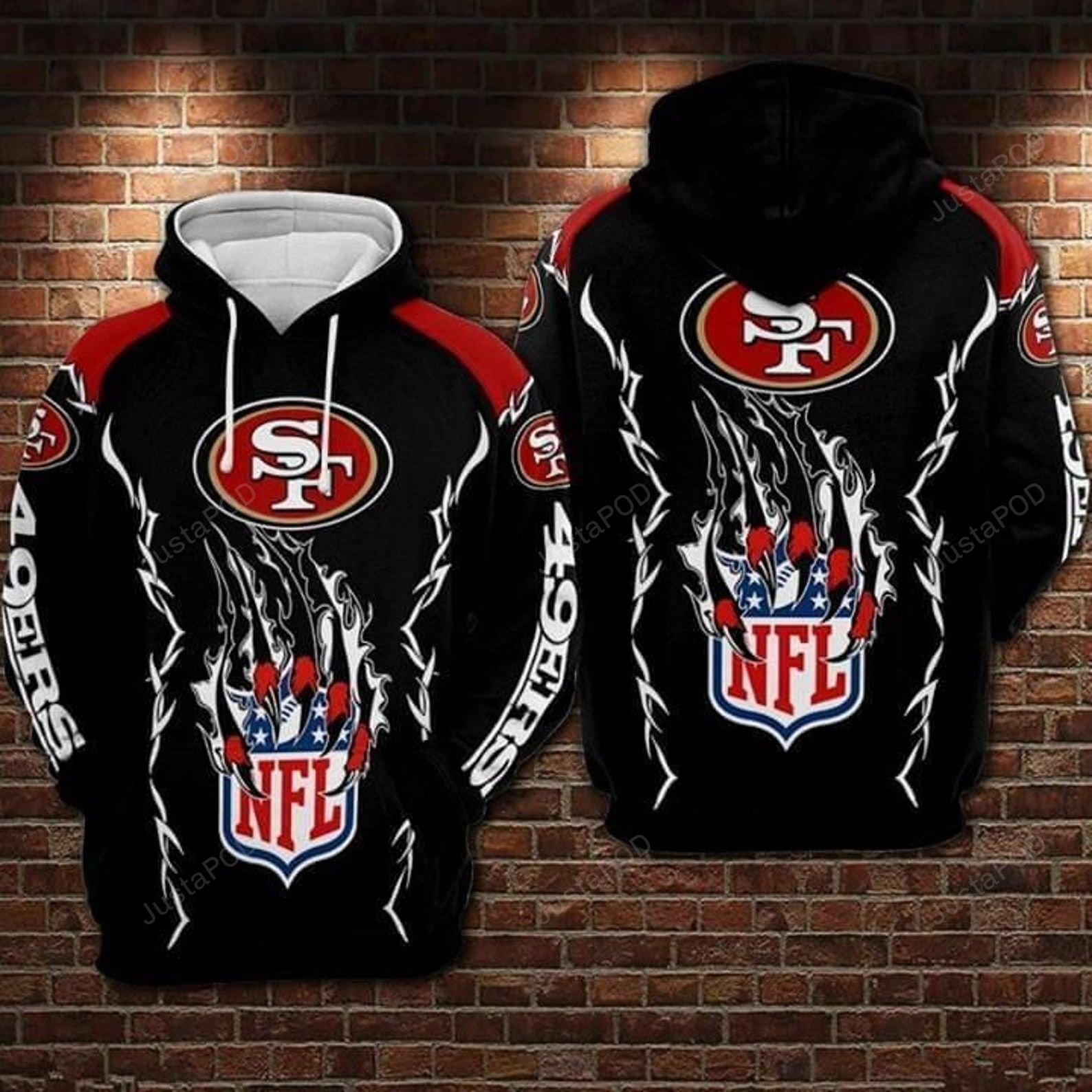 San Francisco 49ers Nfl Beast Claw Ripped 3d All Over Print Hoodie Zip-up Hoodie