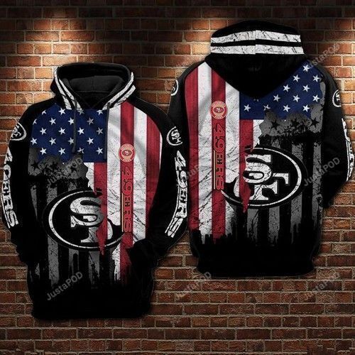 San Francisco 49ers Nfl Football Us Flag Black 3d All Over Print Hoodie Zip-up Hoodie