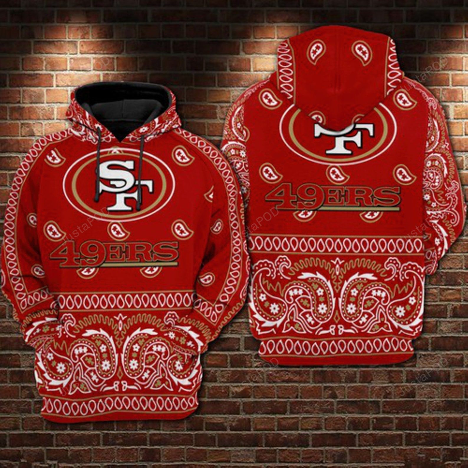 San Francisco 49ers Red 3d All Over Print Hoodie Zip-up Hoodie