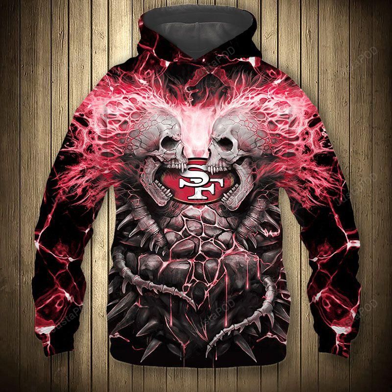 San Francisco 49ers Skull 3d All Over Print Hoodie Zip-up Hoodie-trungten-yoeax