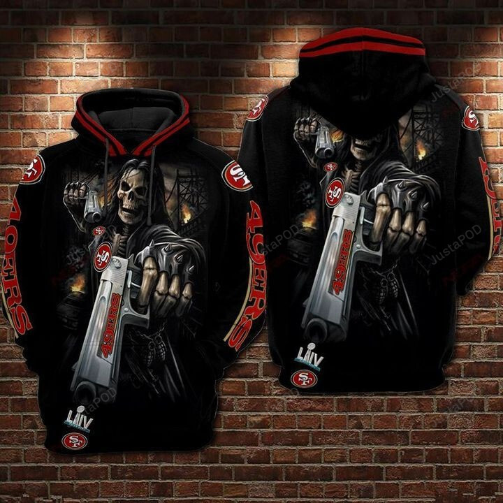 San Francisco 49ers Skull 3d All Over Print Hoodie Zip-up Hoodie