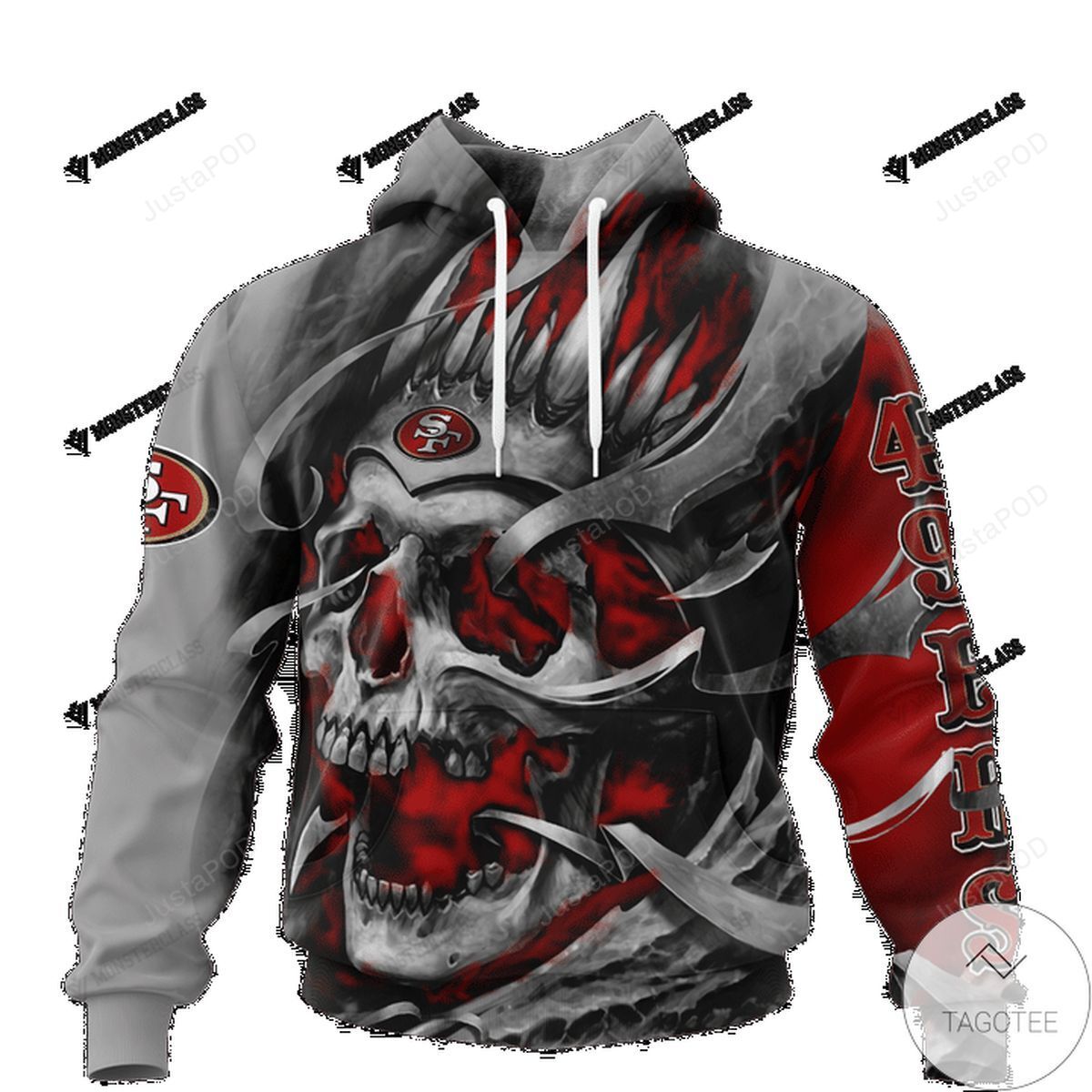 San Francisco 49ers Skull Jersey 3d All Over Print Hoodie Zip-up Hoodie