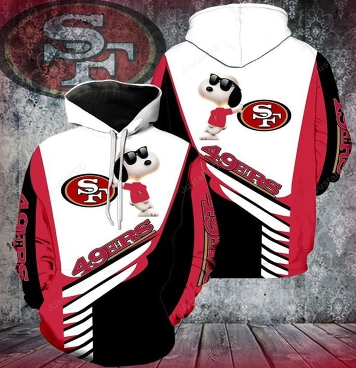 San Francisco 49ers Snoopy For 49ers 3d All Over Print Hoodie Zip-up Hoodie