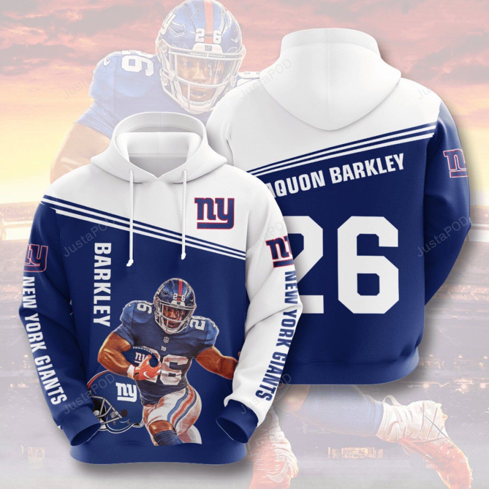 Saquon Barkley New York Giants American Football Team Nfl 3d All Over Print Hoodie Zip- Up Hoodie