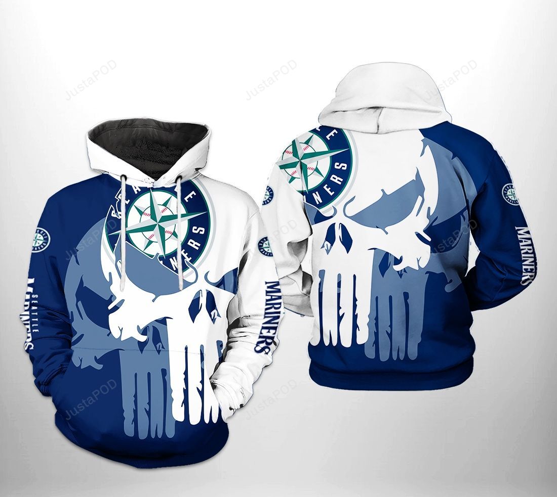 Seattle Mariners Mlb Team Skull 3d All Over Print Hoodie Zip-up Hoodie