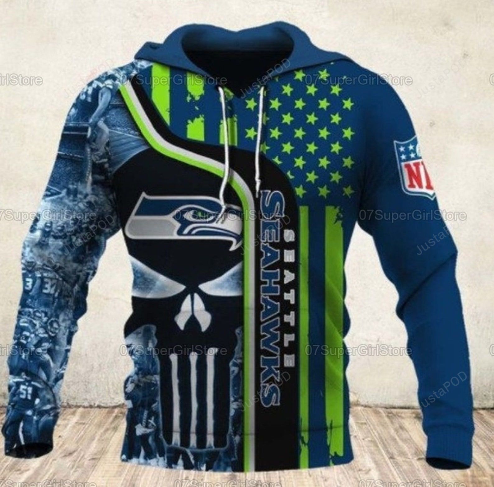 Seattle Seahawks 3d All Over Print Hoodie Zip-up Hoodie-trungten-k0acr