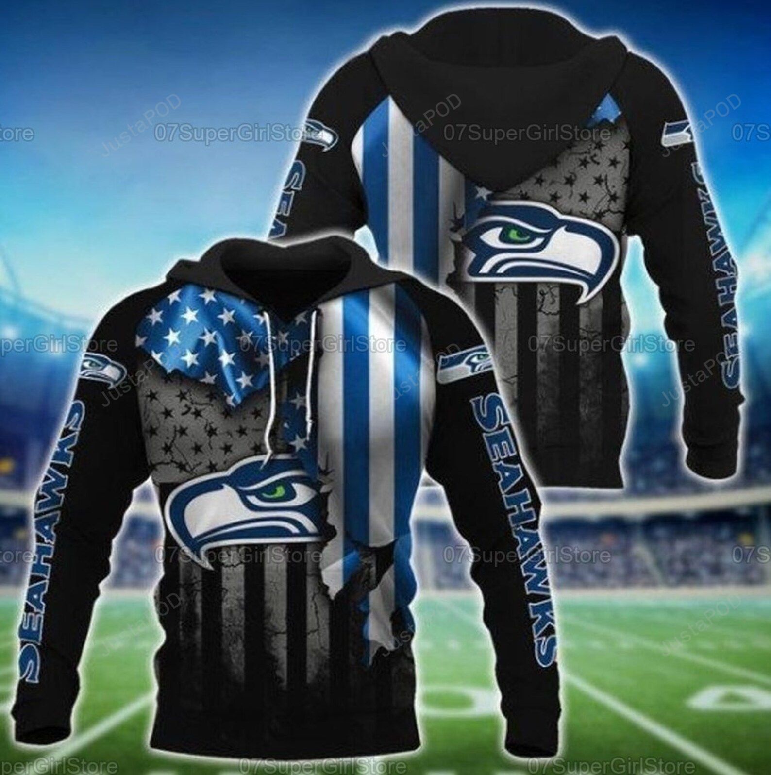 Seattle Seahawks 3d All Over Print Hoodie Zip-up Hoodie-trungten-txluq