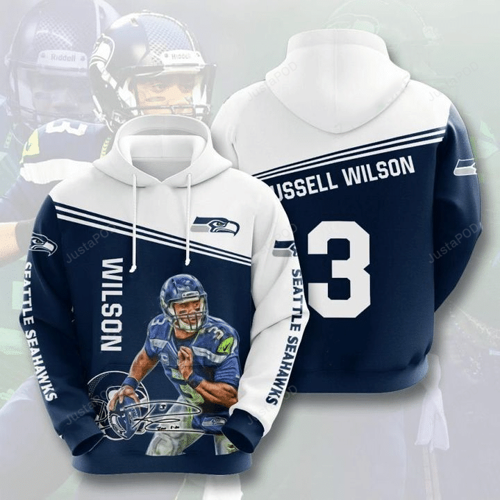 Seattle Seahawks Russell Wilson 3d All Over Print Hoodie Zip-up Hoodie