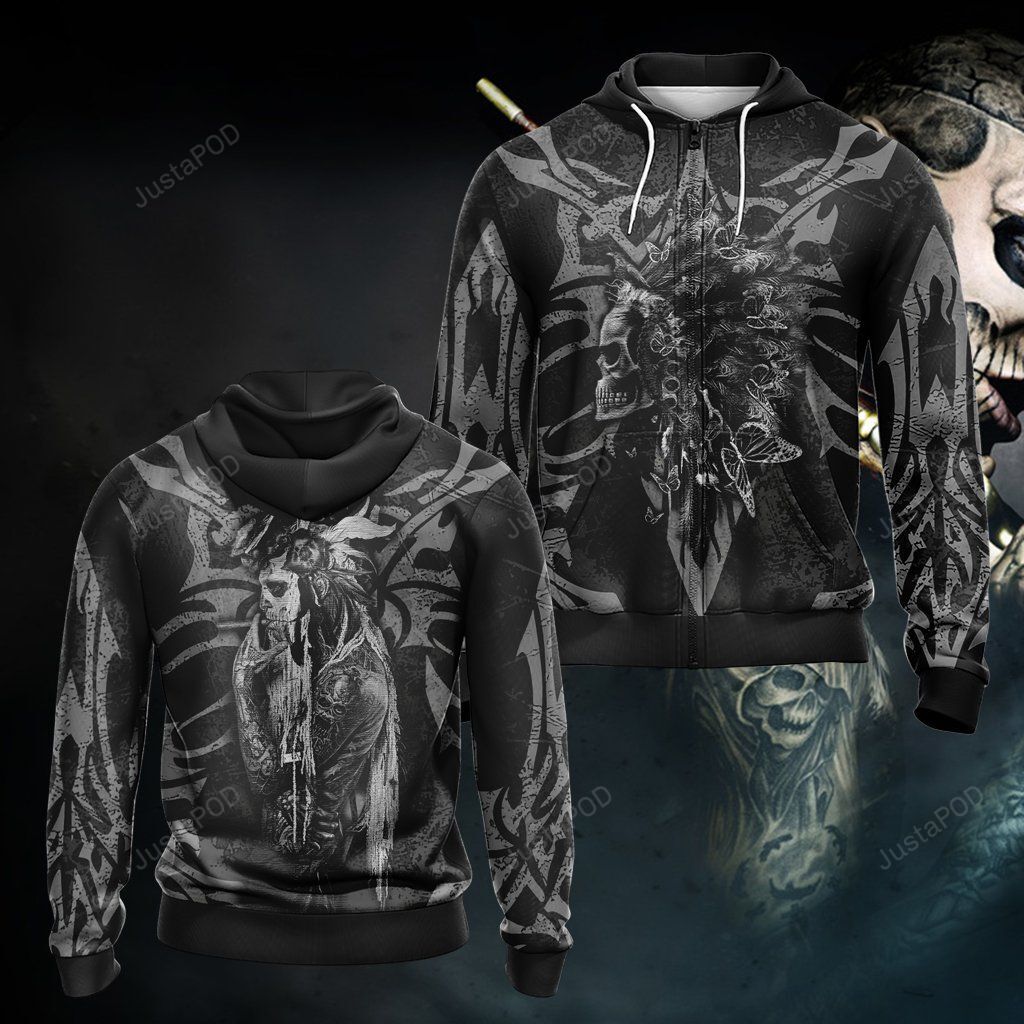 Skull 3d All Print Hoodie Zip- Up Hoodie