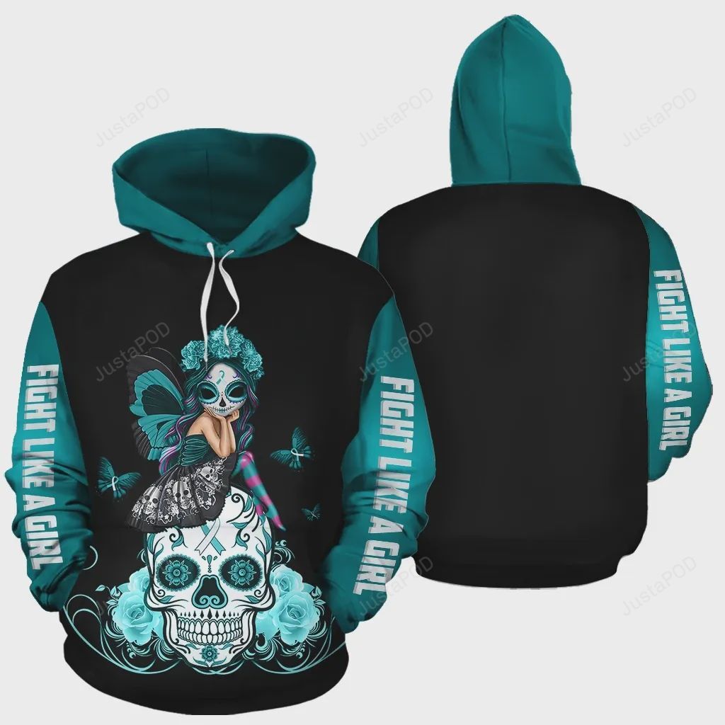 Skull Cervical Cancer Awareness 3d All Over Print Hoodie Zip-up Hoodie