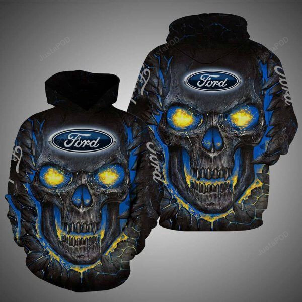 Skull Ford Logo 3d All Over Printed Hoodie Zip- Up Hoodie