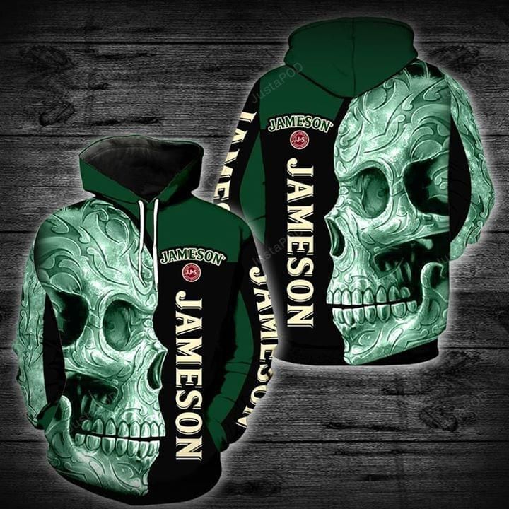 Skull Jameson Irish Whiskey 3d All Over Print Hoodie Zip-up Hoodie