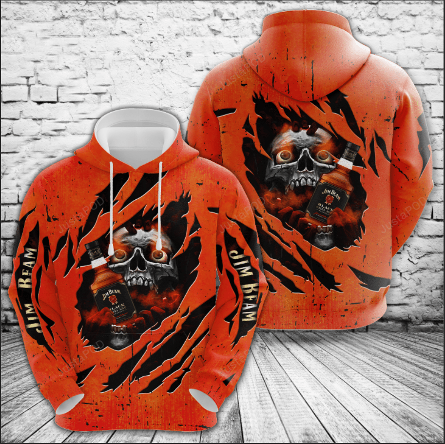 Skull Jim Beam Whiskey 3d All Over Print Hoodie Zip-up Hoodie