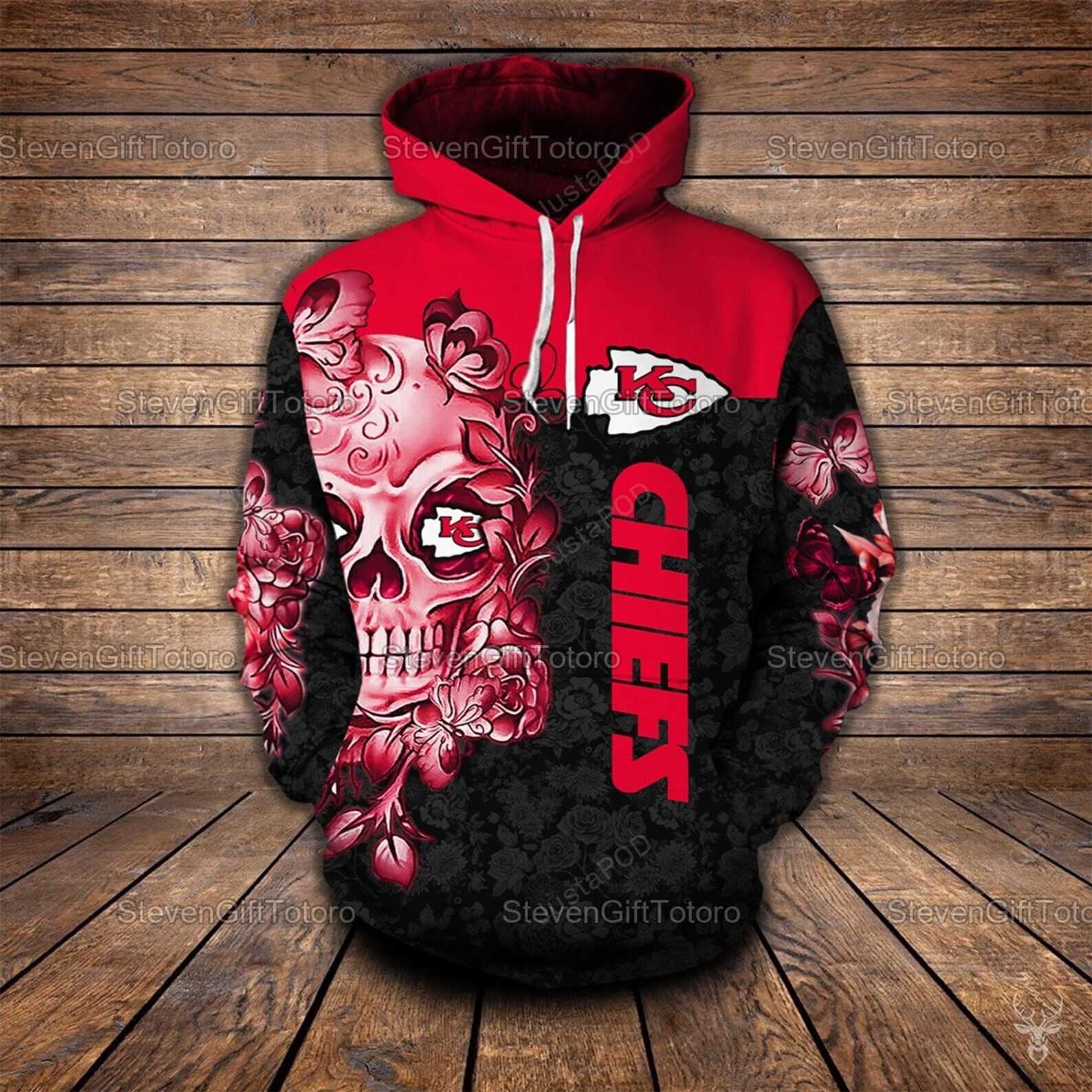 Skull Kansas City Chiefs 3d All Over Print Hoodie Zip-up Hoodie-trungten-65jye