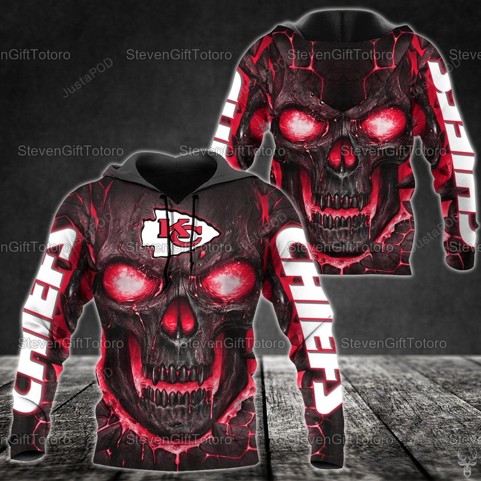 Skull Kansas City Chiefs 3d All Over Print Hoodie Zip-up Hoodie