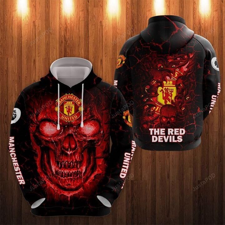 Skull Manchester United The Red Devils Logo For Football Fan 3d All Over Print Hoodie Zip-up Hoodie