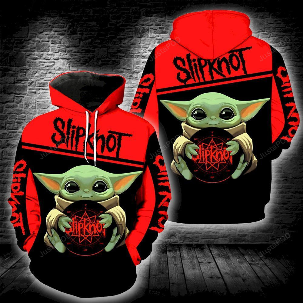 Slipknot Baby Yoda 3d All Over Printed Hoodie Zip- Up Hoodie