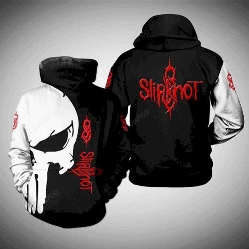 Slipknot Lovers Punisher White Logo Black Background 3d All Over Print Hoodie Zip-up Hoodie