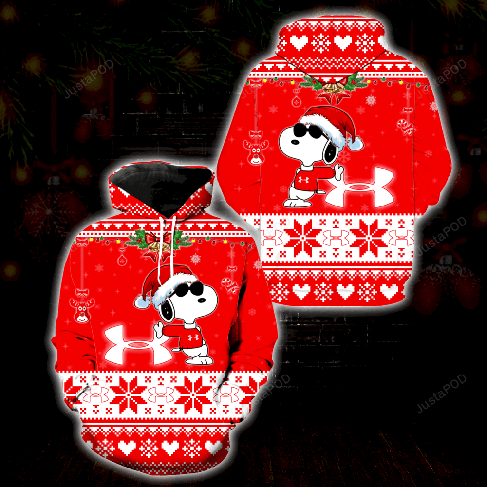 Snoopy Under Armour Christmas 3d All Over Printed Hoodie Zip- Up Hoodie