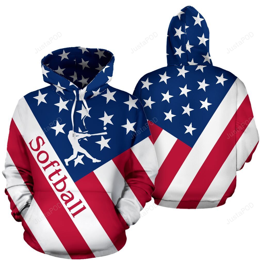 Softball American Flag 3d All Over Print Hoodie Zip-up Hoodie