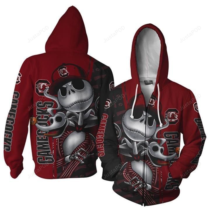 South Carolina Gamecocks Jack Skellington 3d All Over Print Hoodie Zip-up Hoodie