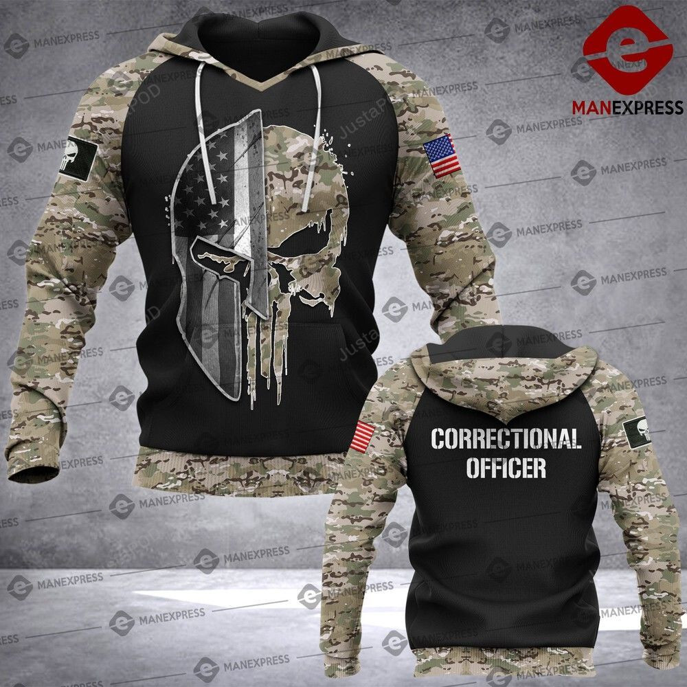 Spartan Correctional Officer Camo 3d All Over Printed Hoodie Zip- Up Hoodie