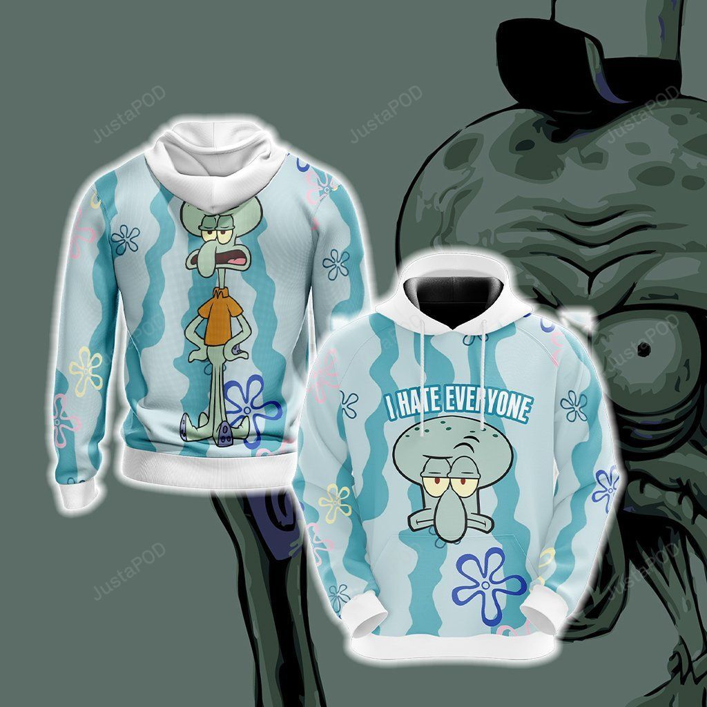 Spongebob Squarepants Squidward For Unisex 3 All Over Print Hoodie Zip-up Hoodie