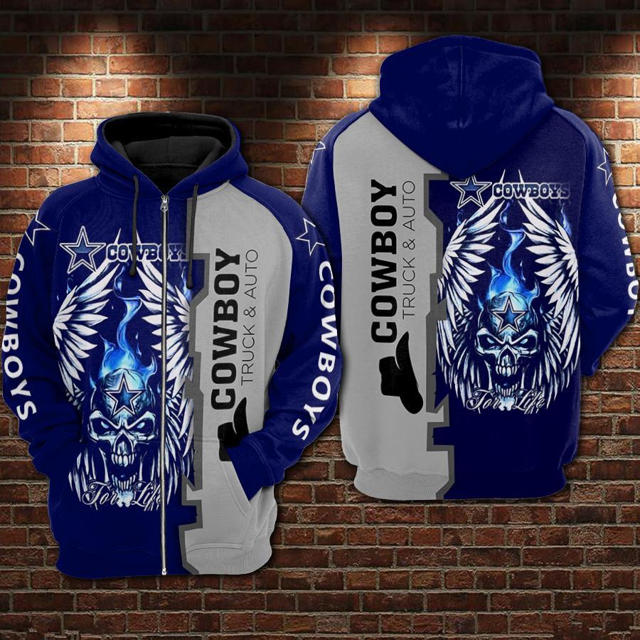 Dallas Cowboys Skull Chain Unisex 3D Zip up Hoodie Jacket T-shirt -  Gearmacro