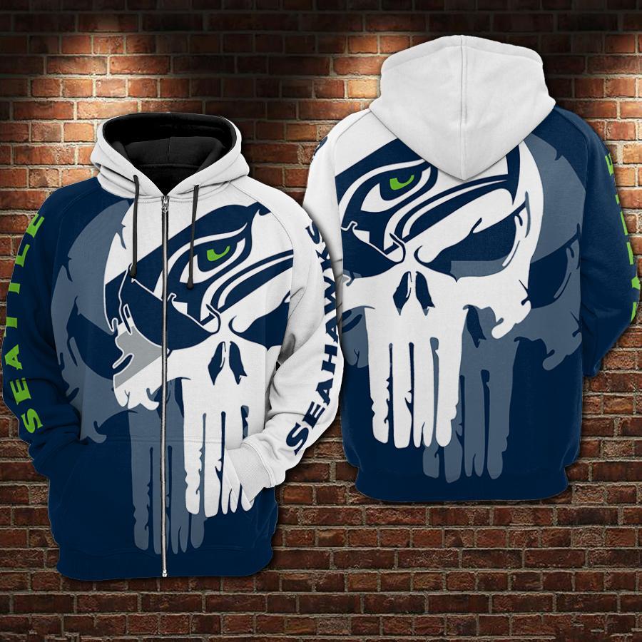 98hd088seattle Seahawks Zip Up 3d Hoodies Nfl Football