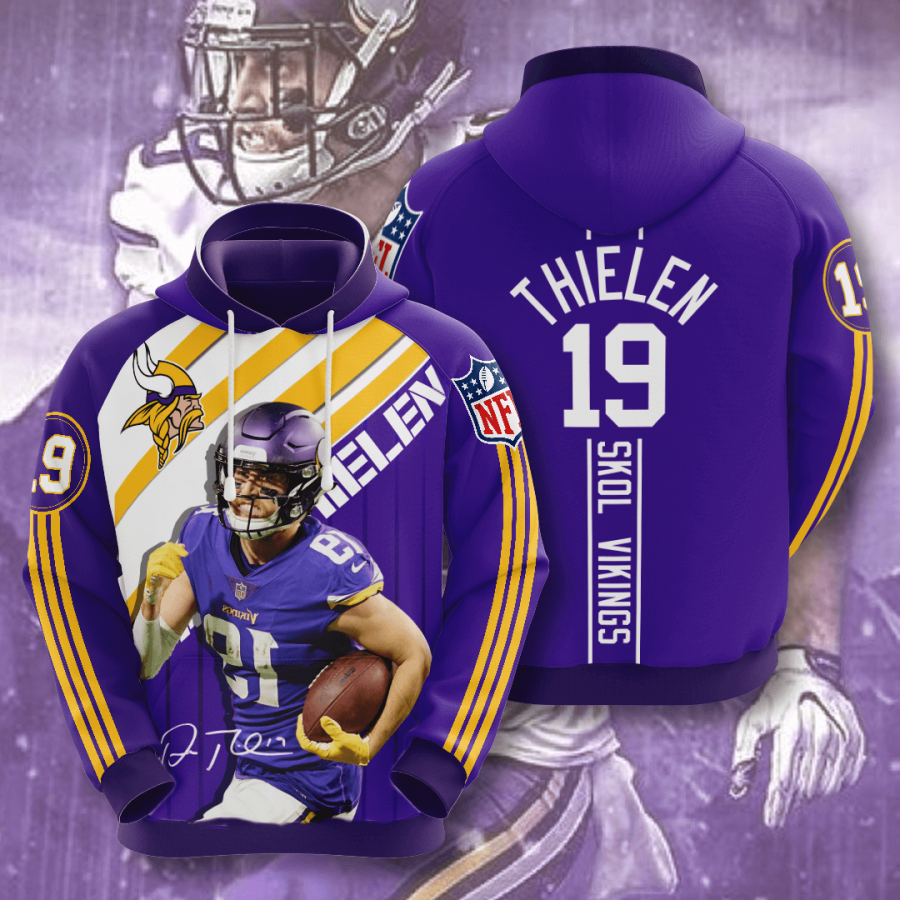 Adam Thielen Minnesota Vikings 2020 3d Style All Overprint Best Gift Hoodie 3d Navy Heather Size 3xl