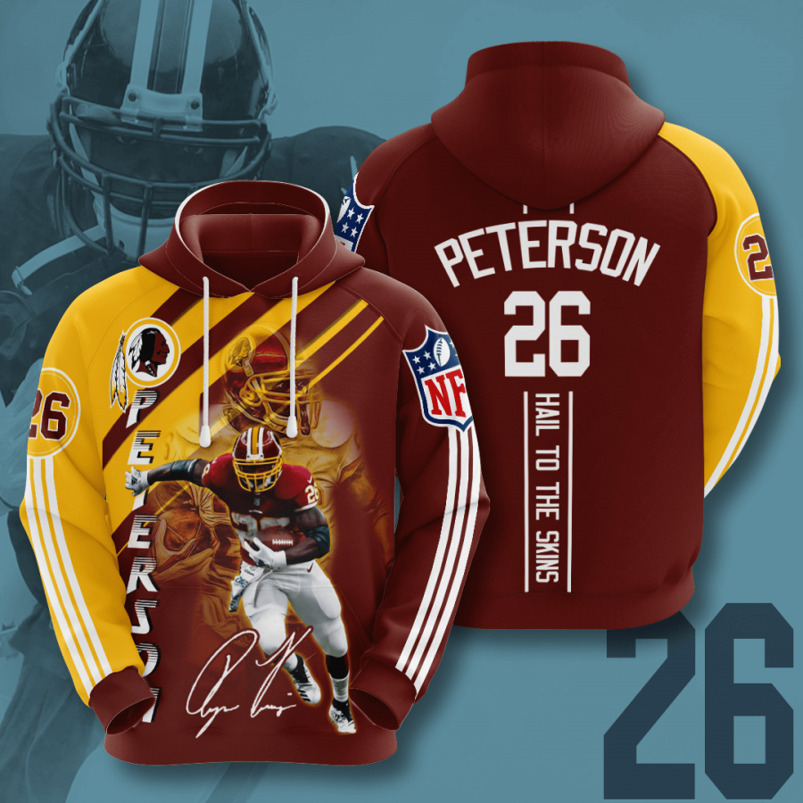 Adrian Peterson Washington Redskins Nfl 3d Hoodie Adrian Peterson 3d Hoodie All Over Print Enjwr