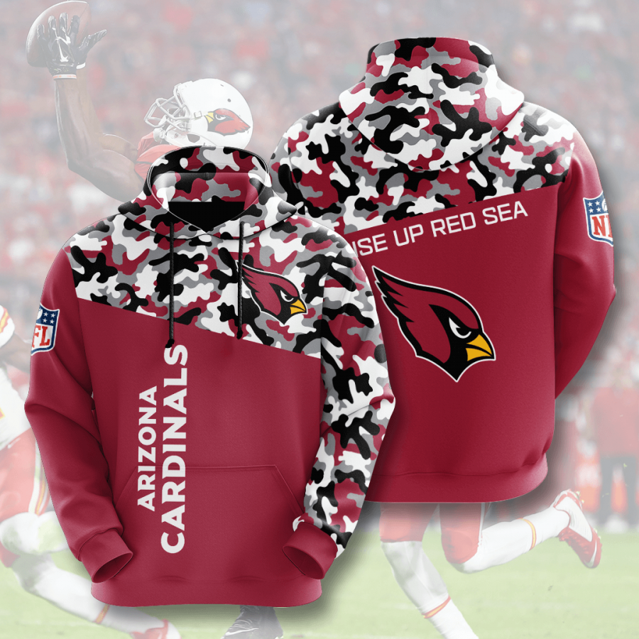 Arizona Cardinals Hoodie 2020 3d Style All Overprint V-neck Hoodie 3d Sport Grey Size M