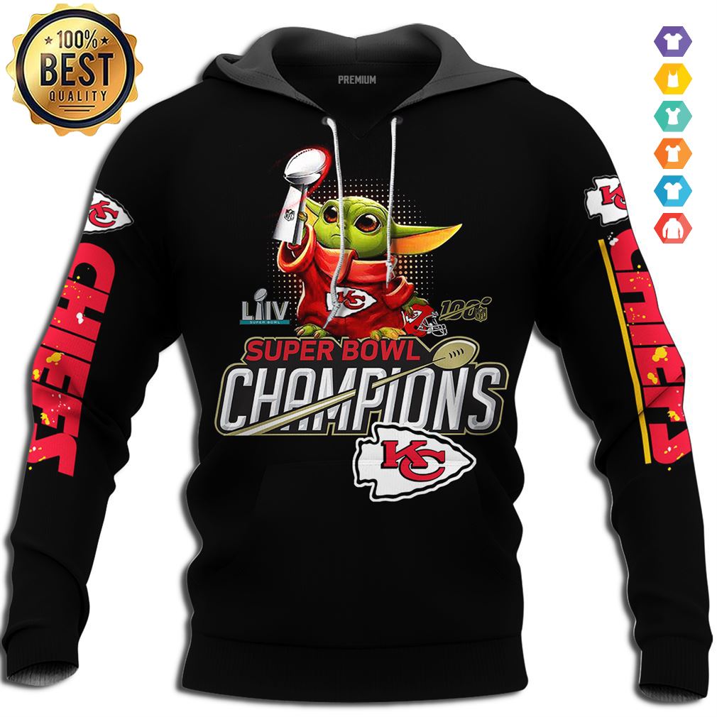 Baby Yoda Kansas City Chiefs 2020 Super Bowl Champions Tshir Tee Shirt Hoodie 3d Sport Grey Size M