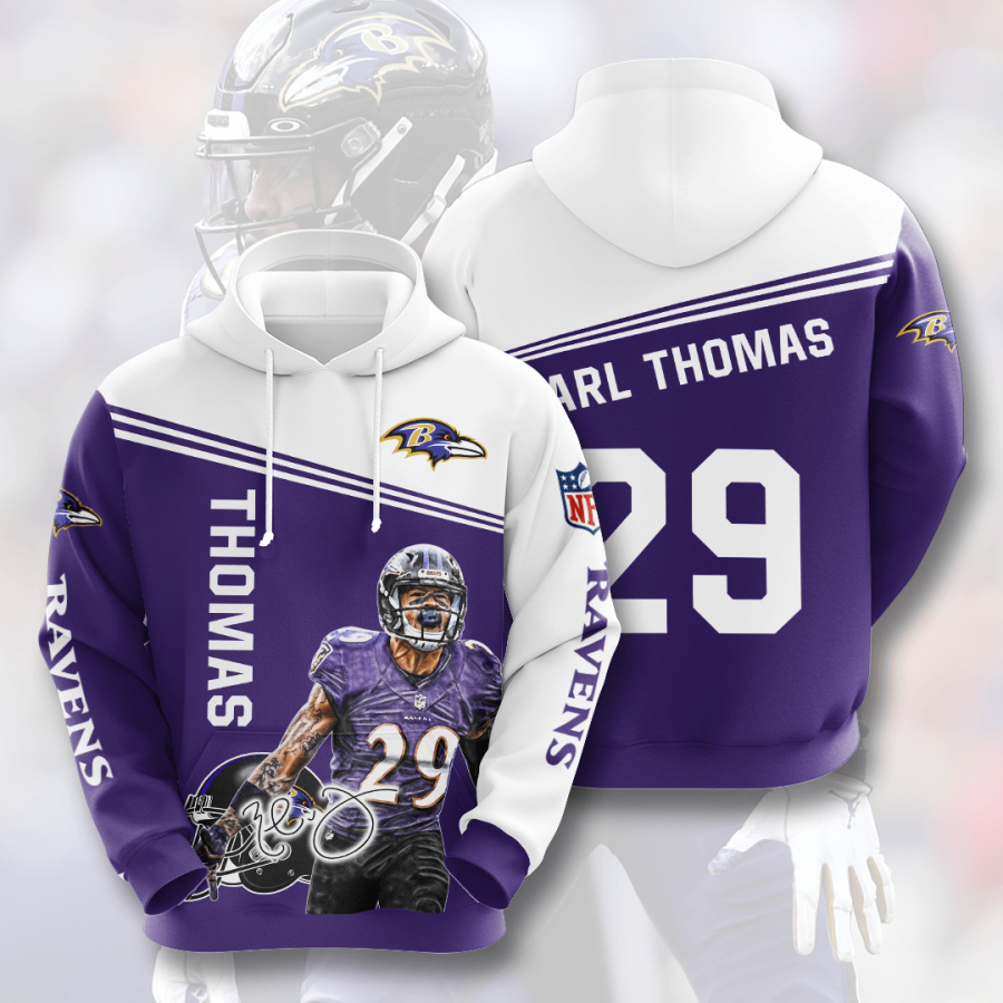 Baltimore Ravens Earl Thomas Hoodie 2020 3d Shirt All Overpr Tee Shirt Hoodie 3d Sport Grey Size M