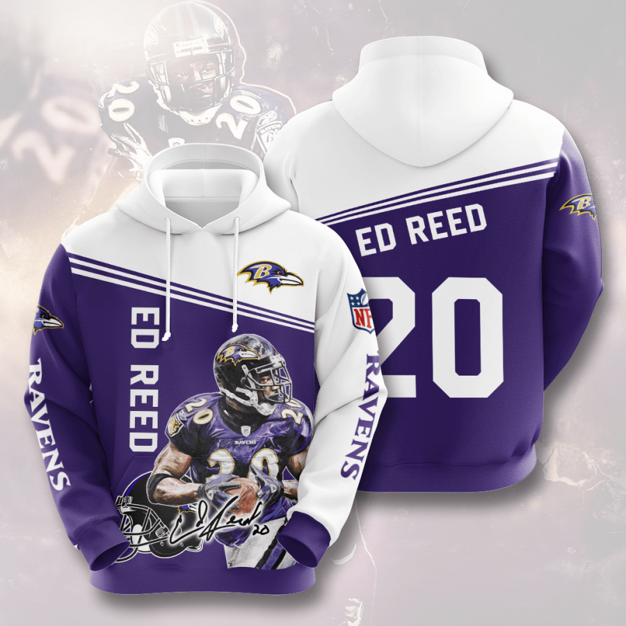 Baltimore Ravens Ed Reed Hoodie 2020 3d Shirt All Overprint Best Gift Hoodie 3d Navy Heather Size 4xl