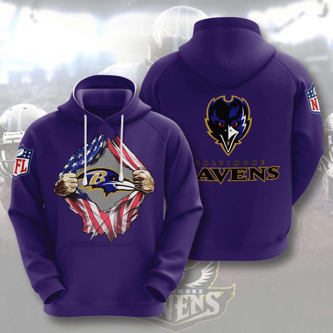 Baltimore Ravens Hoodie 2020 3d Shirt All Overprint Best Gift Hoodie 3d Navy Heather Size 4xl