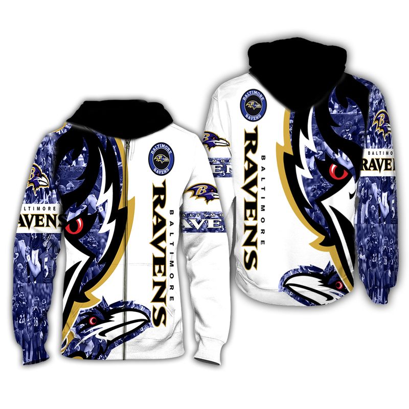 Baltimore Ravens Nfl Fan Pullover And Zippered Hoodies Custom 3d Graphic Printed 3d Hoodie All Over Print Hoodie For Men For Women