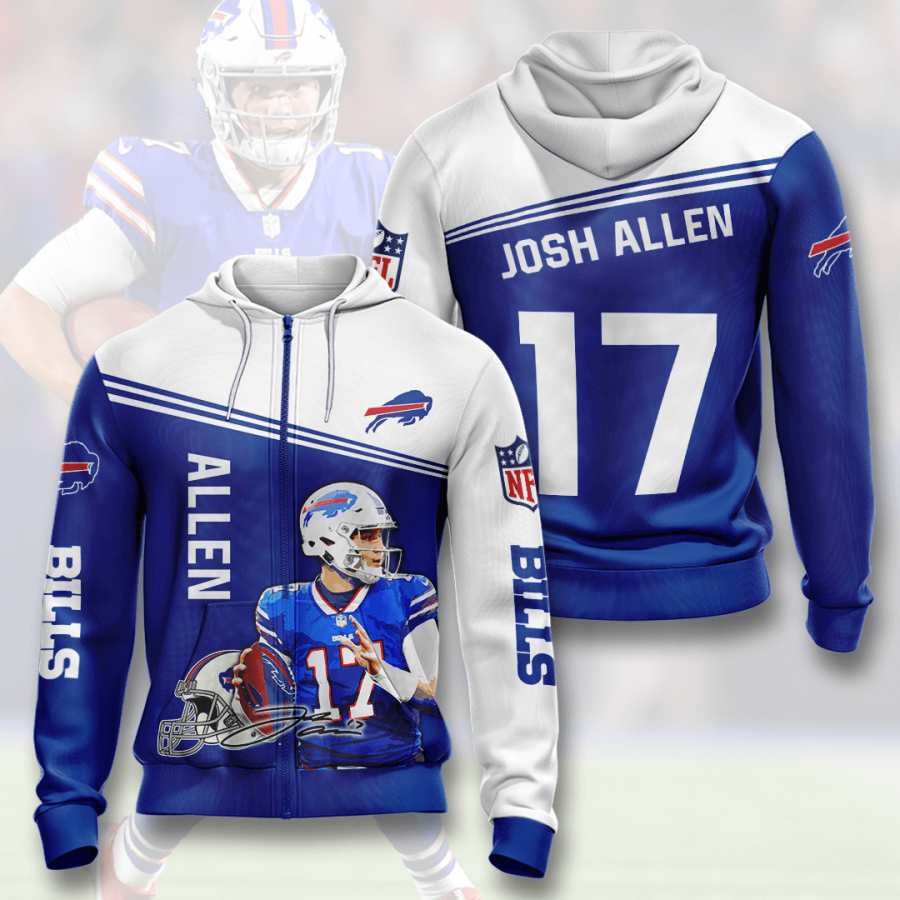 Buffalo Bills Josh Allen Zip Hoodie 2020 All Over Print Shir Crewneck Sweatshirt Hoodie 3d Royal Size X